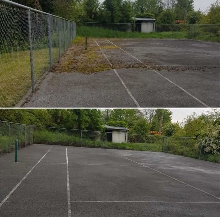 Tennis court cleaning